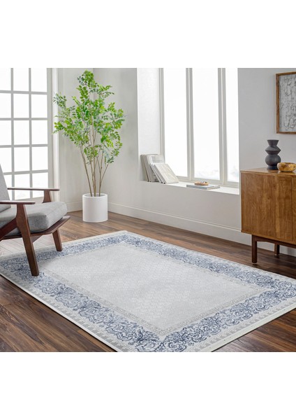 Mavi Geometrik Etnik Modern Desenli Pamuk Makinada Yıkanabilir Hav Toz Vermez Leke Tutmayan Kaymaz Taban Dijital Makine Baskı Salon Yolluk Mutfak Halı fiyatları