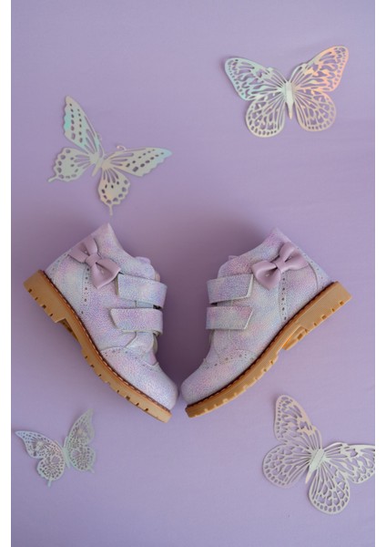 Serena-Lila Işıltılı Hakiki Deri Kız Çocuk Botu