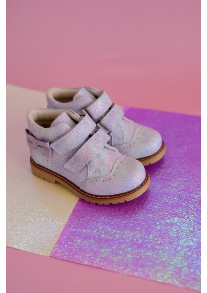 Serena-Lila Işıltılı Hakiki Deri Kız Çocuk Botu