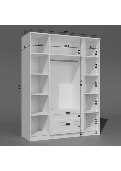 Alya Membran Gardırop Elbise Dolabı Geniş 4 Kapak 2 Çekmece Askılıklı Beyaz fırsatları