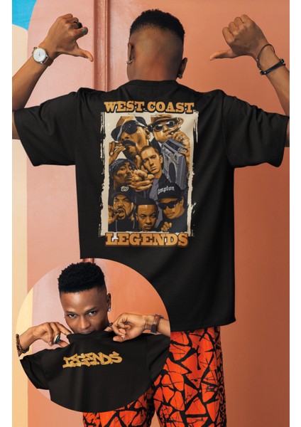 Efsane Rapçiler Sırt Baskılı T-Shirt, Legend Rappers Baskılı Tişört
