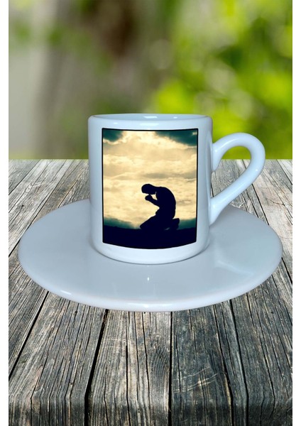 Dua Baskılı Türk Kahvesi Fincanı Tabaklı Kişiye Özel Model 8