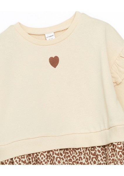 Lcw Kids Bej Bisiklet Yaka Leopar Desenli Kız Çocuk Elbise fiyatları