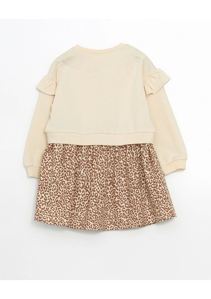 Lcw Kids Bej Bisiklet Yaka Leopar Desenli Kız Çocuk Elbise modelleri