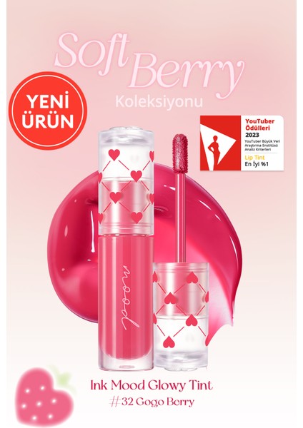 Kalıcı, Pigmentli, Parlak Bitişli Tint PERIPERA Ink Mood Glowy Tint (32 Gogo Berry)(Soft Berry)