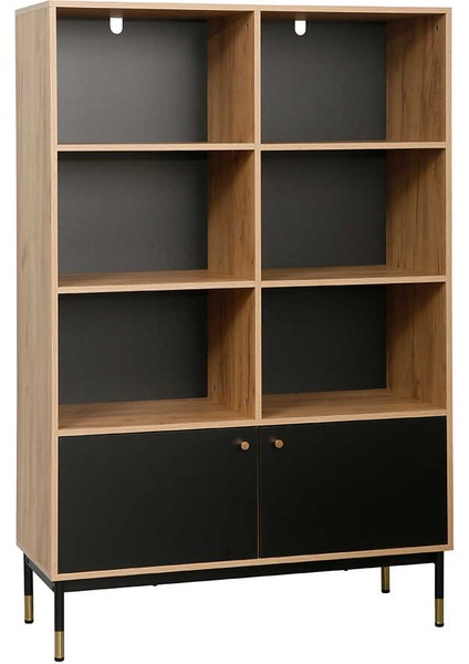 Madrid 6 Bölmeli & Çekmeceli Kitaplık - Büfeceviz-Siyah 110X40X154.5 cm modelleri
