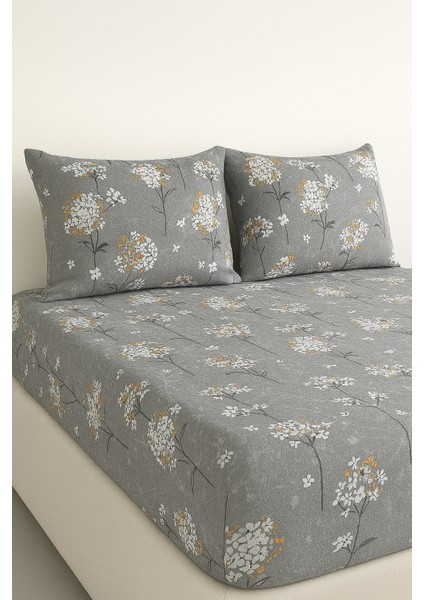 Tek Kişilik Pamuklu Papatya Desen Lastikli Çarşaf Takımı