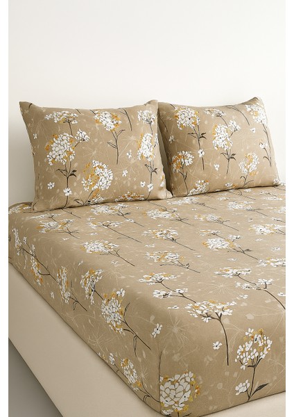 Tek Kişilik Pamuklu Papatya Desen Lastikli Çarşaf Takımı