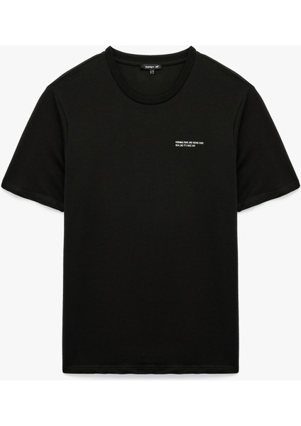 Regular Fit Kısa Kollu Bisiklet Yaka Baskılı Pamuklu Spor Tişört