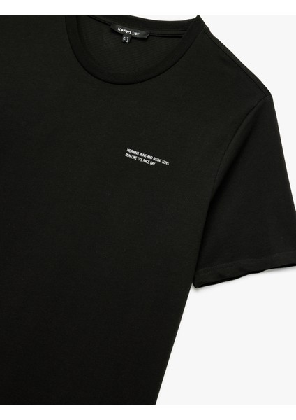 Regular Fit Kısa Kollu Bisiklet Yaka Baskılı Pamuklu Spor Tişört modelleri