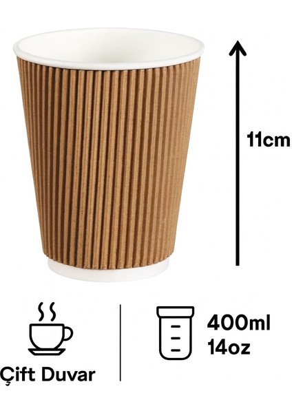 Karton Bardak 14 Oz Ripple Double Wall (Çift Duvar) - 12 Adet fiyatları