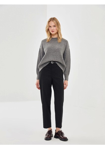 Lcw Vision Siyah Beli Kemerli Loose Fit Kadın Pantolon