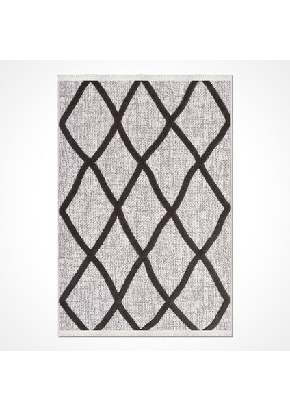 Kamila Gri Geometrik Etnik Modern Desenli Hav Vermeyen Leke Tutmayan Kolay Temizlenen Yumuşak Makine Salon Yolluk Mutfak Halı
