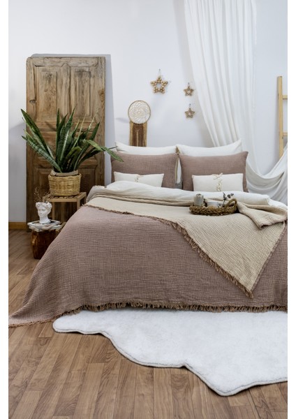 HB&Victory 4 Katlı %100 Pamuk Müslin Yatak Örtüsü Gri Renk Tek Kişilik 160x230 cm fırsatları