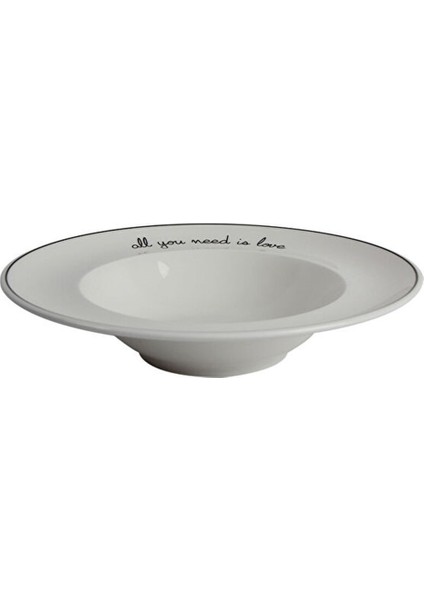 Hope 26 cm Beyaz Porselen Çukur Servis Tabağı – All You Need Is Love Yazılı Tekli Tabak