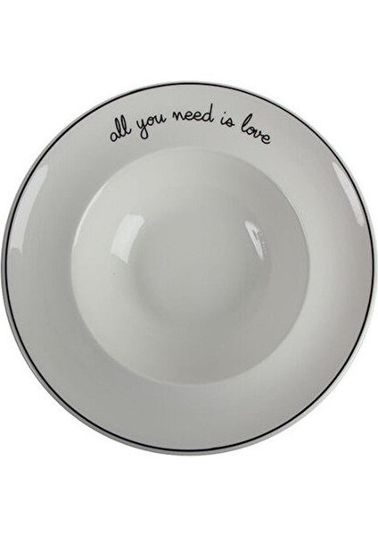 Hope 26 cm Beyaz Porselen Çukur Servis Tabağı – All You Need Is Love Yazılı Tekli Tabak fiyatları
