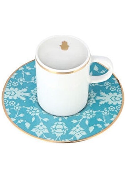 Glamorous Turkuaz Tabaklı Kahve Fincanı 85cc