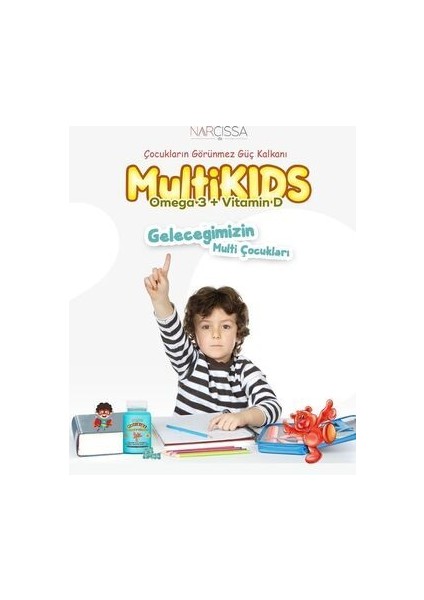 Multikids Omega 3 ve Vitamin D Doğal Ananas Aromalı Çiğnenebilir Tabletler - 90 Adet, Türkiye Menşeli