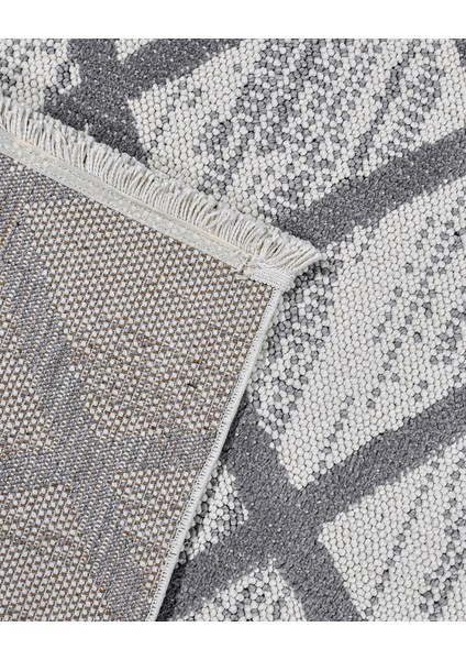 Keylor Gri Geometrik Etnik Modern Desenli Poliproplen Hav Vermeyen Leke Tutmayan Kolay Temizlenen Yumuşak Makine Salon Yolluk Mutfak Halı