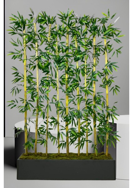Yapay Çiçek Antrasit Saksıda 200 cm Bambu 10 Adet (Tüm Set Dahil) Seperatör