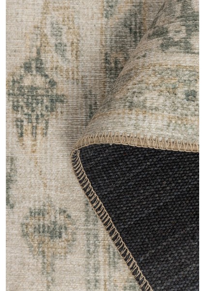 Relic Yeşil Vintage Dokulu Klasik Desenli Dokuma Tabanlı Şönil Halı Al 517 indirimleri