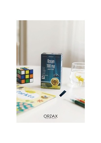 Orzax Ocean Omega 3 Balık Yağı 500 mg - 60 Kapsül, Saf Su Balıklarından Elde Edilmiş, Aromasız Gıda Takviyesi, Türkiye Menşeli