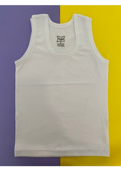 Erkek Çocuk %100 Pamuk Penye Atlet 6'lı Paket-Beyaz