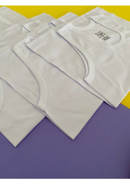 Erkek Çocuk %100 Pamuk Penye Atlet 6'lı Paket-Beyaz modelleri