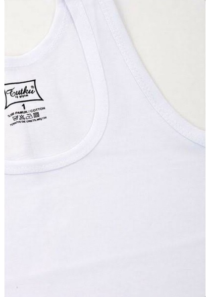 Erkek Çocuk %100 Pamuk Penye Atlet 6'lı Paket-Beyaz fırsatları