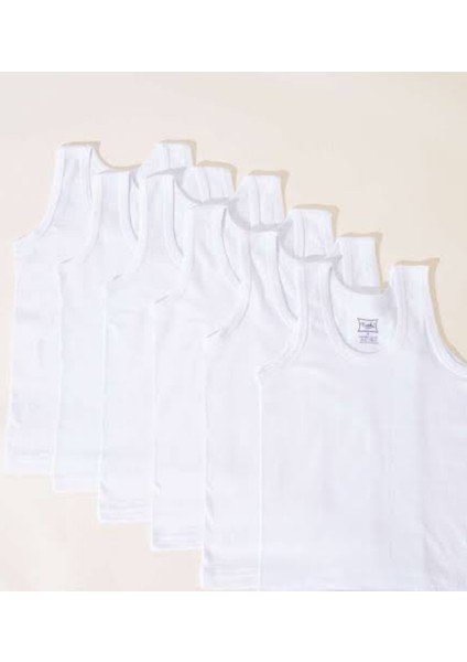 Erkek Çocuk %100 Pamuk Penye Atlet 6'lı Paket-Beyaz indirimleri