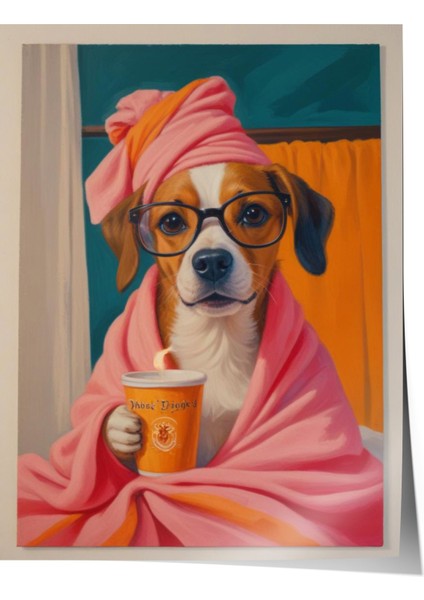 Çerçevesiz Poster, Spa Sabahı: Havlulu Köpek – Sevimli Portre, Genç Odası Dekoru Poster No: 109747