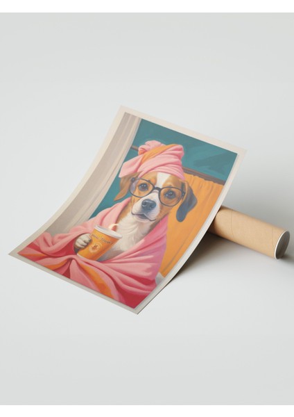 Çerçevesiz Poster, Spa Sabahı: Havlulu Köpek – Sevimli Portre, Genç Odası Dekoru Poster No: 109747 modelleri
