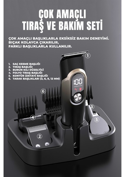 5'i 1 Arada Çok Işlevli, LCD Ekran Type-C Tıraş Makinesi modelleri