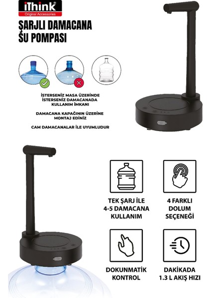 Ithınk Şarjlı Standtlı Damacana Su Pompası WP-500