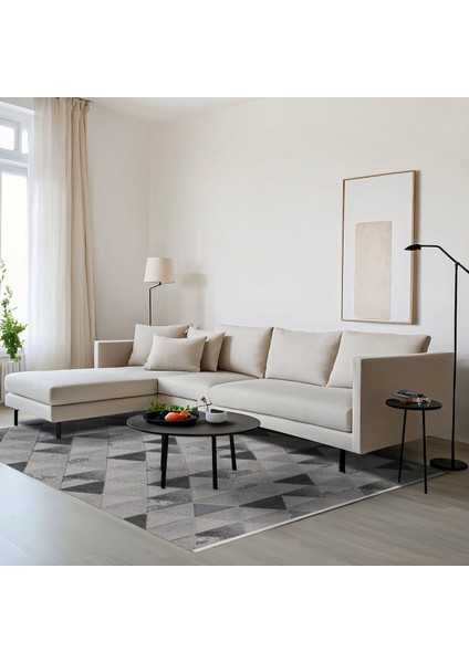 Gri Geometrik Etnik Modern Desenli Pamuk Makinada Yıkanabilir Hav Toz Vermez Leke Tutmayan Kaymaz Taban Dijital Makine Baskı Salon Yolluk Mutfak Halı fiyatları