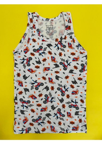 Erkek Çocuk Elastan Emprime Atlet 6'lı Paket-Renkli modelleri