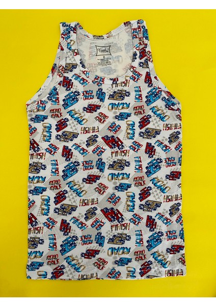 Erkek Çocuk Elastan Emprime Atlet 6'lı Paket-Renkli indirimleri