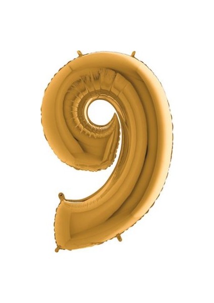 Rakam Balon Gold 9 Rakamı - 100CM