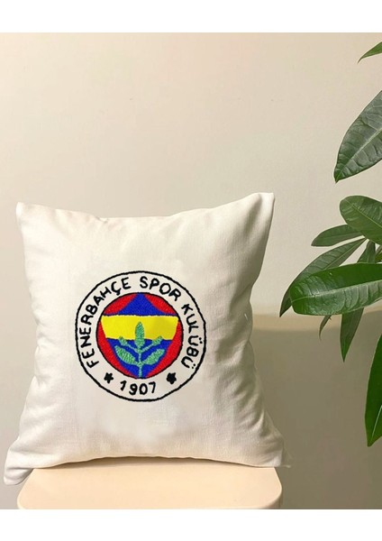 Fb Logolu Punch Nakışlı Kırlent Kılıfı