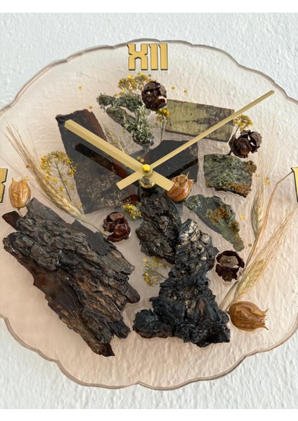 - Doğal Ağaç Kabuklu Epoksi Duvar Saati (Özel Tasarım - Tek Üretim - Versiyon Iv) - 30 cm modelleri