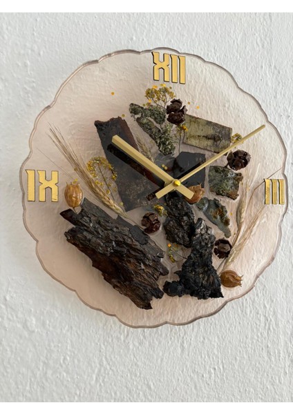 - Doğal Ağaç Kabuklu Epoksi Duvar Saati (Özel Tasarım - Tek Üretim - Versiyon Iv) - 30 cm fırsatları
