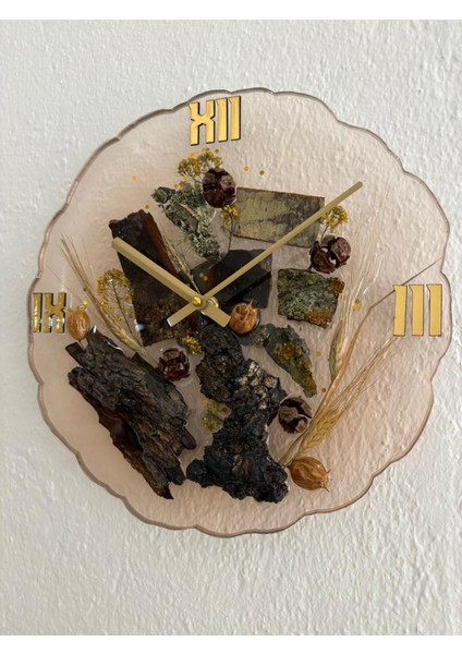 - Doğal Ağaç Kabuklu Epoksi Duvar Saati (Özel Tasarım - Tek Üretim - Versiyon Iv) - 30 cm indirimleri