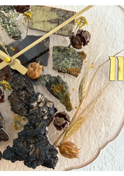 - Doğal Ağaç Kabuklu Epoksi Duvar Saati (Özel Tasarım - Tek Üretim - Versiyon Iv) - 30 cm