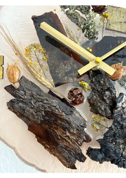 - Doğal Ağaç Kabuklu Epoksi Duvar Saati (Özel Tasarım - Tek Üretim - Versiyon Iv) - 30 cm