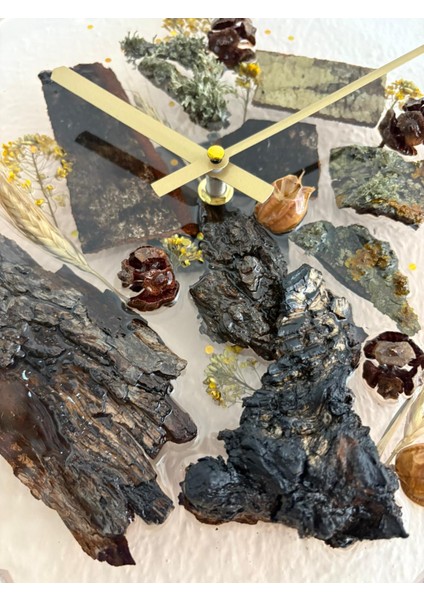 - Doğal Ağaç Kabuklu Epoksi Duvar Saati (Özel Tasarım - Tek Üretim - Versiyon Iv) - 30 cm