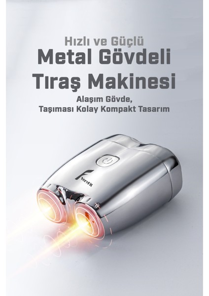 Şarj Edilebilir Tam Vücut Yıkanabilir Çift Kafalı Mini Taşınabilir Elektrikli Tıraş Makinesi modelleri