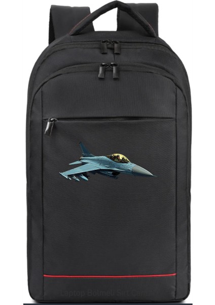 Jet Uçak Baskılı Sırt Çantası Pilot - Havacı - Uçak Tutkunu Hediye