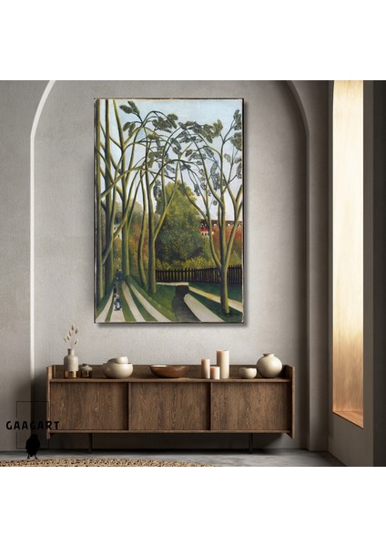 Tekli Dikey Kanvas Tablo Ünlü Eserler Henri Rousseau The Bievre Near Bicetre