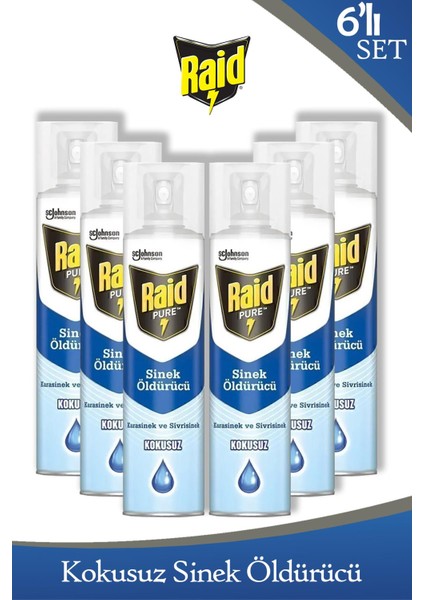 Pure Sineklere Karşı Etkili Kokusuz Sprey 300 ml x 6 Adet