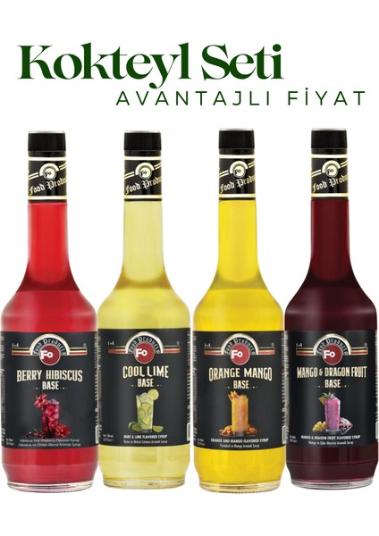 4'lü Kokteyl Seti Cool Lime Berry Hibiskus Portakal Mango Mango Ejder